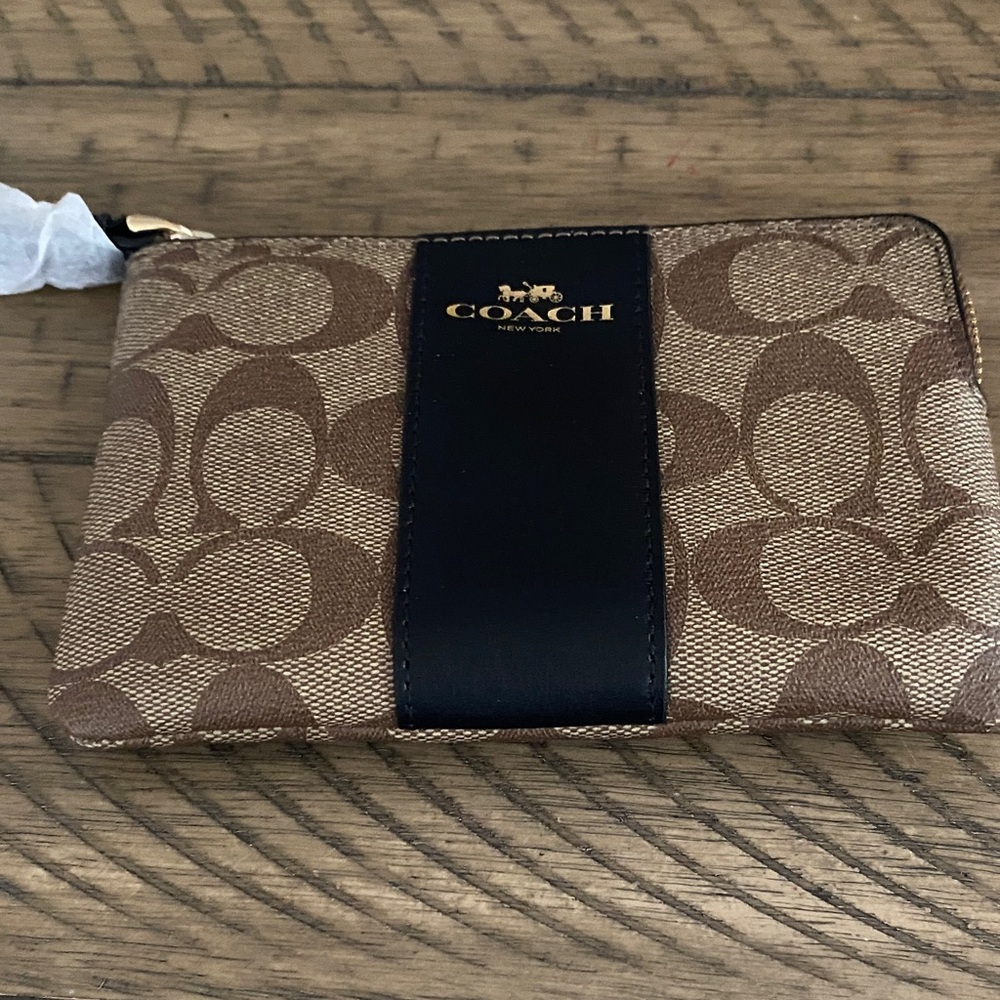 Coach Signature Brown and Black Wristlet